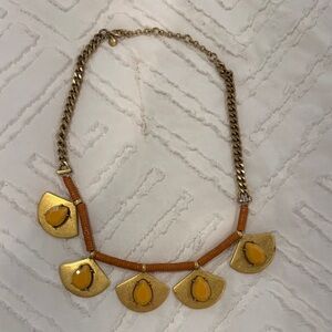 J. Crew Gold and Orange Pendant Necklace
